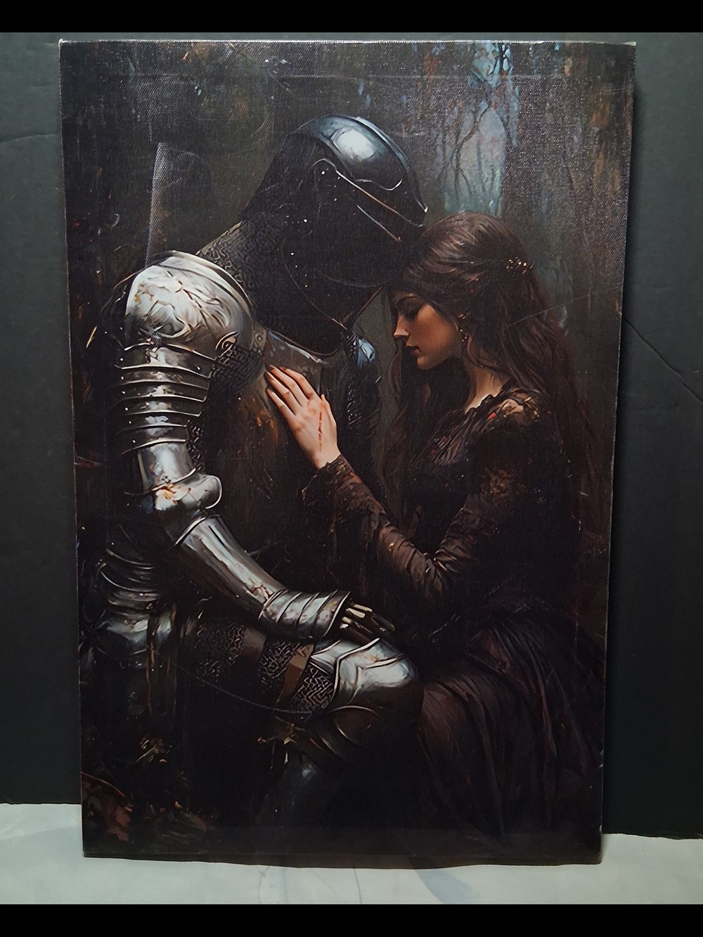 Dark Gothic Fantasy Knight Canvas Art Print Medieval Romance Castlecore 12"x18"
